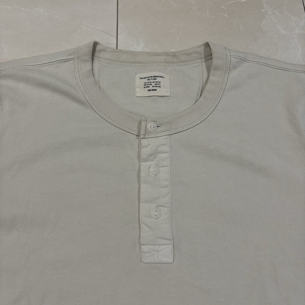 Buck Mason Thermal Henley Base Layer Shirt Men's XL White Pullover Sweater Knit - Picture 5 of 8